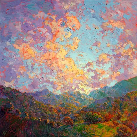 Modern impressionist oil painting of an abstract landscape, available for purchase online by Erin Hanson. Erin Hanson Painting, Erin Hansen, Peisaj Abstract, Erin Hanson, Country Wall Art, Modern Impressionism, Contemporary Abstract Art, Impressionist Paintings, Impressionist Art