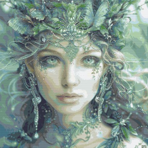 Fairy Cross Stitch Pattern   PDF Instant Download Digital File, Forest Creature Cross Stitch , Full Coverage , Handmade Embroidery , Fairy Cross Stitch Pattern, Fairy Cross Stitch, Fantasy Cross Stitch, Angel Warrior, Magic Forest, Handmade Embroidery Designs, Forest Creatures, Diy Fairy, Beautiful Fairies