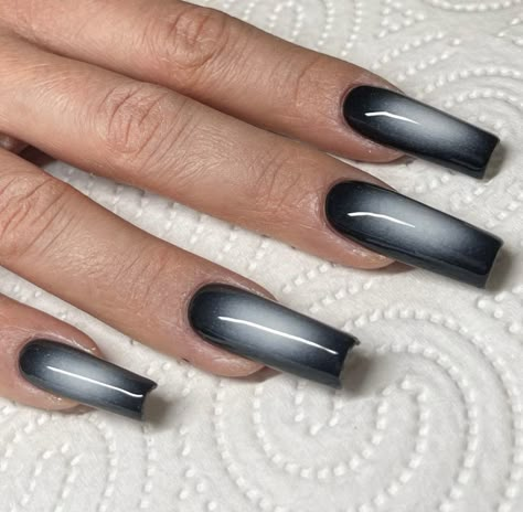 Aura Nails Black And White, Black White Aura Nails, Black Square Acrylic Nails Design, Black And White Aura Nails, Square Tip Nail Designs, Grey Aura Nails, Aura Nails Black, Techno Nails, Black Aura Nails