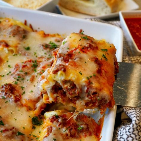 Lasagna Roll Ups Recipe - Modern Meal Makeover Lasagna Roll Ups Recipe, Ravioli Casserole, Homemade Meat Sauce, Lasagna Roll Ups, Lasagna Roll, Roll Ups Recipes, Lasagna Rollups, Classic Lasagna, Lasagna Rolls