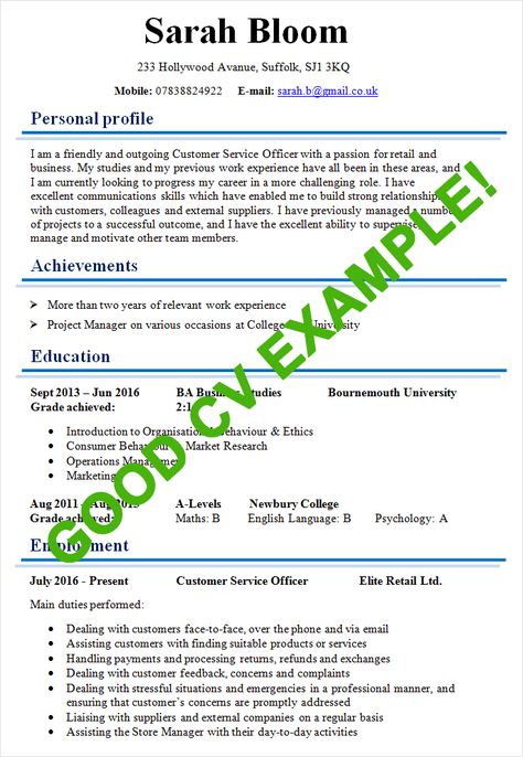 Good CV Examples & Templates for 100+ jobs - CV Plaza Cv Sample For Job Application, Work Cv Templates, Cv Writing Format, Cv About Me Example, Cv Ideas For Students, Great Resume Examples, Canadian Cv Template, Cv Samples For Job, Best Cv Format For Job