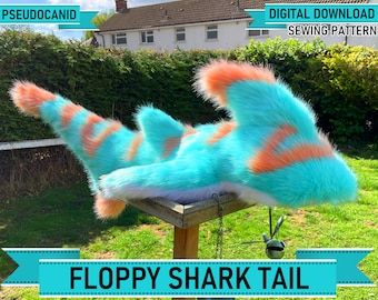 Whale Shark Plush Pattern, Fursuit Shark Tail, Fursuit Tail Ideas, Fursuit Tail Pattern, Shark Things To Buy, How To Make A Tail, Shark Fursuit, Fursuit Pattern, Plushie Sewing Patterns