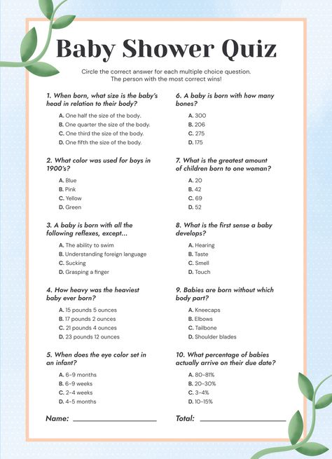 Baby Shower Quiz Free Google Docs Template Baby Shower Questions, Baby Quiz, Couple Quiz, Baby Shower Quiz, Shower Funny, Baby Book Pages, Couples Quiz, Funny Baby Shower Games, Boy Baby Shower Games