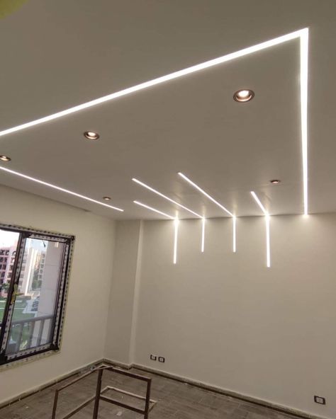 Profile Lite Ceiling Design, Profile Light Design Ceiling, Pop False Ceiling Design For Hall Modern, Ceiling Profile Light Design, False Ceiling With Profile Lights, Profile Lighting Ceilings, Ceiling Design Bathroom, Profile Lights In Ceiling Design, Profile Light Ceiling Design