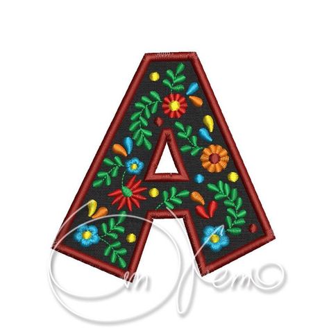 MACHINE EMBROIDERY DESIGN Mexican alphabet letter A | Etsy Helena Name, Mexican Alphabet, Name Project, Mexican Pattern, Alphabet Style, Mexican Theme, Mexican Designs, Letter L, Letter Design