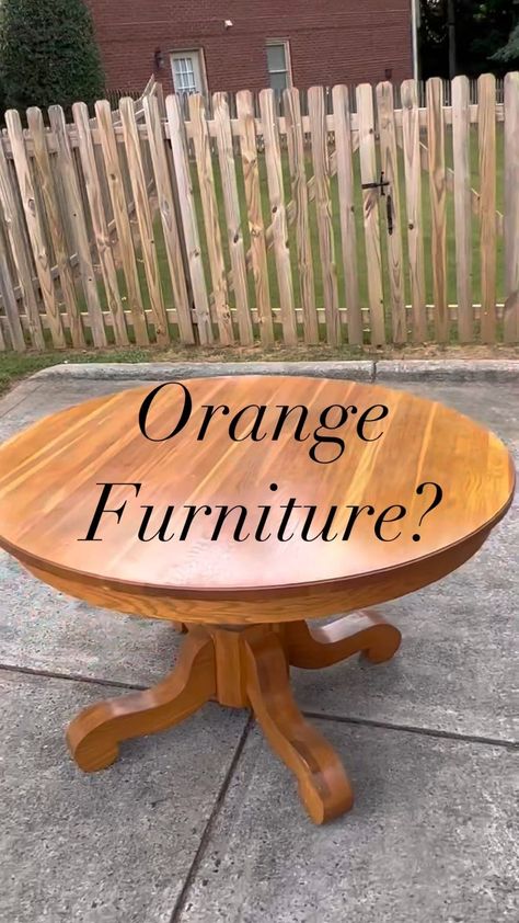 productofgracedesigns on Instagram: Strip orange furniture with Easy Off I tried this method for the first time successfully, and here’s everything I learned! This is the… Orange Oak Furniture Makeover, Refinishing Chairs Wood, Taking Orange Out Of Wood, Orange Oak Table Makeover, Round Oak Table Makeover, Refinish Oak Table, Oak Dining Table Makeover, Oak Table Makeover, Dining Table Redo