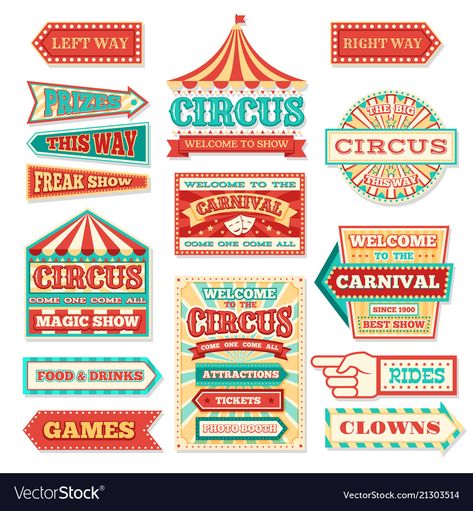 Old Carnival, Carnival Signs, Cirque Vintage, Grocery Sign, Retro Circus, Circus Design, Circus Carnival Party, Circus Show, Circus Theme Party