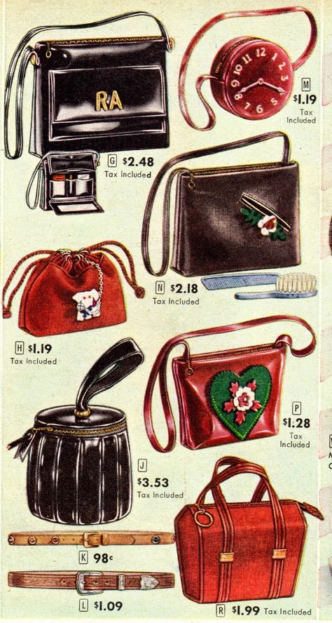 1950 Accessories, 1950 Purse, Handbag Ads, 1950s Handbags, Vintage Bags 1950s, 50s Purse, 1950s Purse, Ceramic Bag, Diner Dress