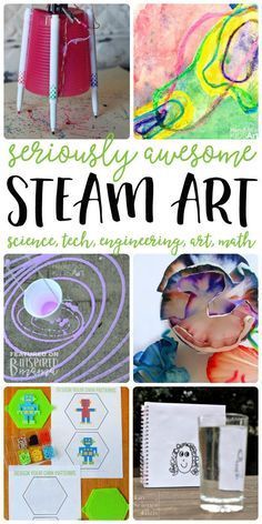 7 STEAM Art Activities your kids will love - All the fun of science, technology, engineering, and math integrated with awesome ART!  - at B-Inspired Mama Steam Art Activities, Steam Lessons, Steam Art, Steam Challenges, Steam Ideas, Steam Science, Steam Projects, Steam Education, Visual Thinking