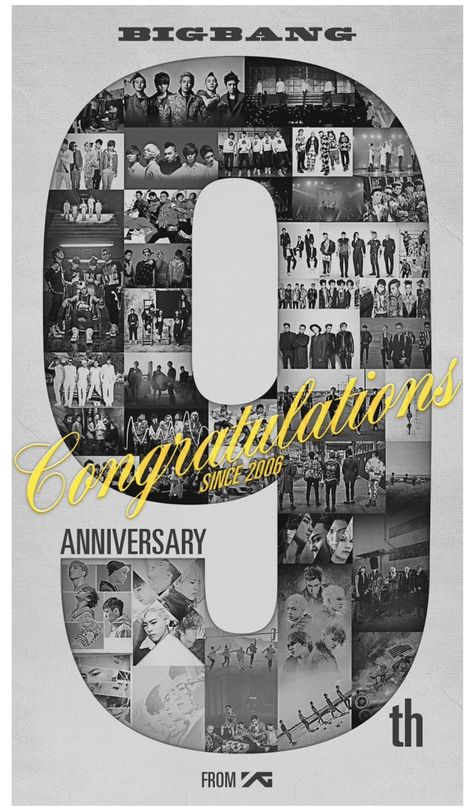 Event Poster Inspiration, Bigbang Vip, 9 Year Anniversary, Anniversary Poster, Social Media Church, Anniversary Banner, Digital Advertising Design, Church Media Design, History Wall