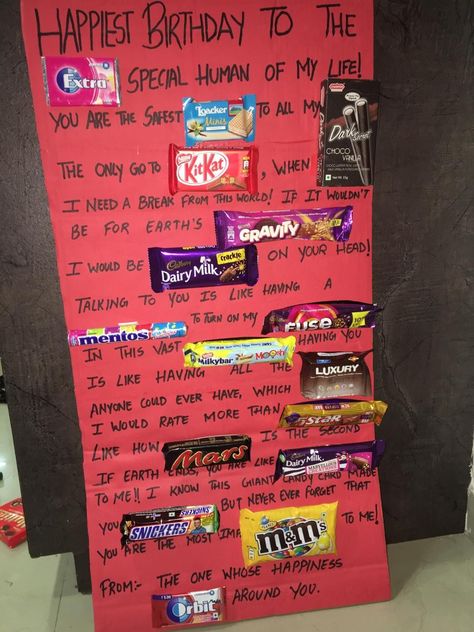 Chocolate Chart For Birthday, Birthday Candy Posters For Friends, Cute Birthday Posters For Best Friends, Chocolate Card For Best Friend, Chocolate Card Ideas Friends, Happy Birthday Candy Poster, Birthday Chocolate Bar Card, Candy Birthday Card, Chocolate Birthday Card