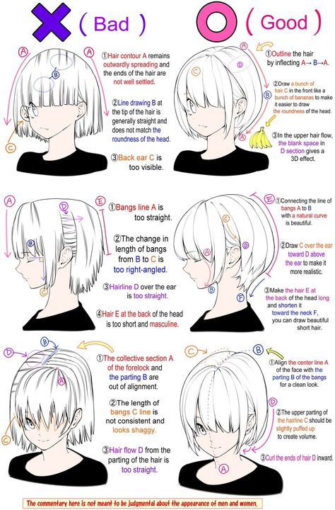 Drawing Hair Tutorial, Manga Tutorial, Manga Hair, Draw Hair, Art Tutorials Watercolor, Hair References, Anime Tutorial, Hair Sketch, Manga Drawing Tutorials