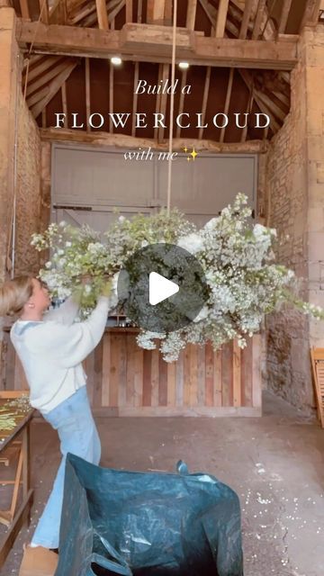 Barn Wedding Flowers, Floral Cloud, Build A Flower, Flower Cloud, Bridal Party Ideas, Flower Installation, Floral Studio, White Pine, Backyard Party