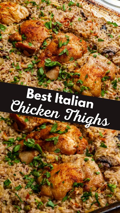 Italian Chicken Thighs Recipe Boneless Skinless Chicken Thigh Recipes Italian, Italian Chicken Thigh Recipes Crockpot, Italian Chicken Leg Recipes, Italian Chicken Thighs Recipes, Italian Chicken Thighs Baked, Chicken Thigh Casserole Recipes Baked, Italian Chicken Recipes Oven, Italian Chicken Dishes Recipes, Boneless Skinless Chicken Thigh Casserole Recipes