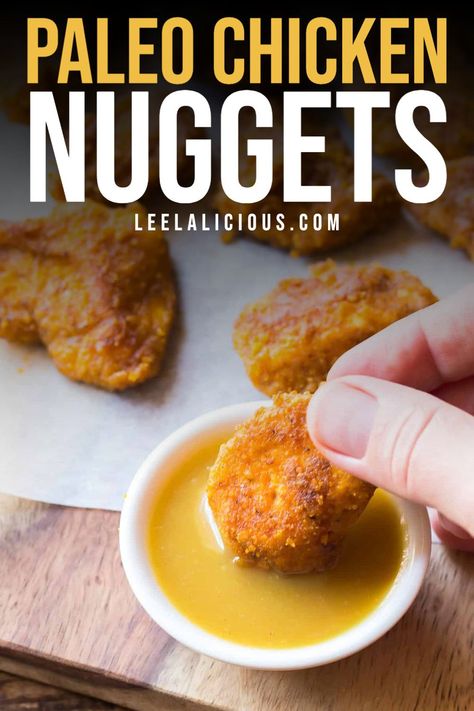 These Paleo Chicken Nuggets are oven fried and have a delicious seasoned coconut flour breading. A healthy and kid friendly version of baked chicken nuggets Paleo Breaded Chicken, Paleo Chicken Nuggets, Gluten Free Chicken Nuggets, Chicken Nuggets Recipe, Paleo Kids, Coconut Flour Bread, The Best Chicken Recipes, Baked Chicken Nuggets, Delicious Paleo Recipes