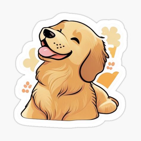 "Golden Retriever " Sticker for Sale by PugsStickers | Redbubble Retriever Illustration, Pets Stickers, Golden Retriever Cartoon, Golden Retriever Illustration, Golden Retriever Drawing, Dog Design Art, Cute Dog Drawing, Golden Retriever Art, Cute Golden Retriever