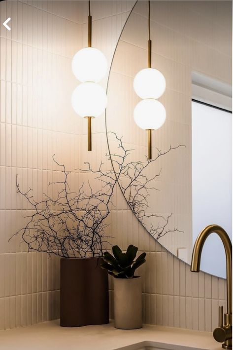 Wet Room Lighting, Anthropologie Light Fixtures, Ensuite Lighting Ideas, Beauty Therapist Room, Dinning Room Pendant Light, Bathroom Pendant Lighting Ideas, Powder Room Pendant Light, Pendant Light In Bathroom, 1950 Bathroom Remodel