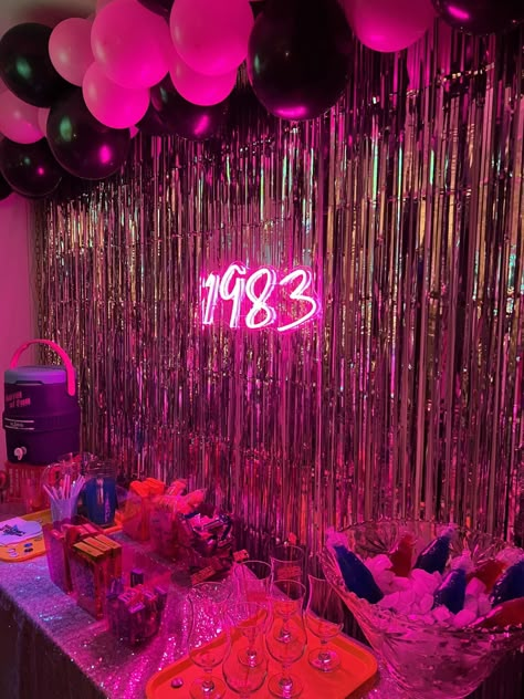 10 Epic Ideas for an 80s Theme Party - Brass Pine 80s Disco Birthday Party Theme, 80s Prom Backdrop, 90s Prom Decorations, 80s Dance Theme, 80s Party Theme Decorations, 80s New Years Eve Party, 80s Decorations Party, 90s Party Aesthetic, 90s Party Ideas Decoration