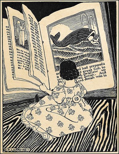 "Hitty, Her First Hundred Years" - 'Reading Jonah and the Great Fish' 1929 Illustrated by Dorothy Lathrop Dorothy Lathrop, A Girl Reading A Book, People Reading, Kids Novels, Reading Art, Books Art, Woman Reading, Reading A Book, Girl Reading