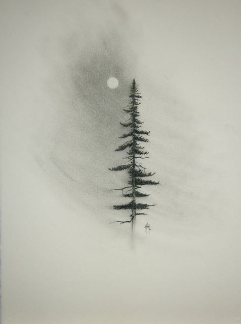 Since you won't allow me direct light, I will accept the indirect light of the moon. I can't see clearly. But you won't seem to allow me to either. That's okay. I'll abide. And be beautiful besides... Pine Tattoo, Pine Tree Tattoo, Charcoal Drawings, Drawing Faces, Charcoal Art, Tree Drawing, Tree Tattoo, Trendy Tattoos, Ink Illustrations