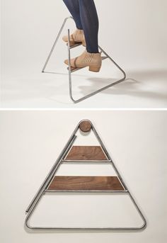 This step ladder is designed to hang on the wall like a piece of art Decking Screws, Step Ladders, Step Ladder, Smart Furniture, Piece Of Art, Hang On, Clever Design, Cool Inventions, Smart Design