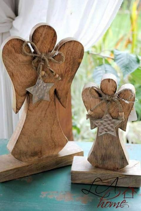 Tre Kunst, Christmas Angel Crafts, Wooden Christmas Crafts, Wooden Angel, Wooden Christmas Decorations, Angel Crafts, Diy Christmas Decorations Easy, Christmas Wood Crafts, Easy Christmas Diy