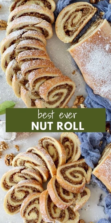 Walnut Kolachi Recipe, Walnut Filling For Nut Roll, Pecan Nut Roll Recipe, Nut Roll Recipes, Walnut Strudel Recipe, Hungarian Walnut Roll, Ground Nuts Recipes, Walnut Filled Cookies, Walnut Filling For Kolachky