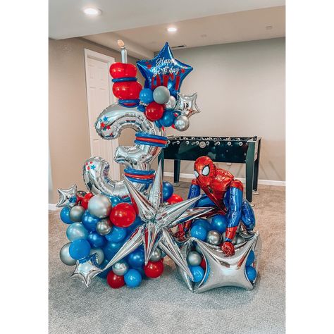 Spiderman Balloons, Spider Man Balloon Garland, Spiderman Balloon Decorations, Spiderman Balloon Centerpieces, Spiderman Balloon Garland, Spiderman Birthday Balloons, Spiderman Ballons Birthday Ideas, Spiderman Balloon Bouquet, Avengers Balloon Bouquet