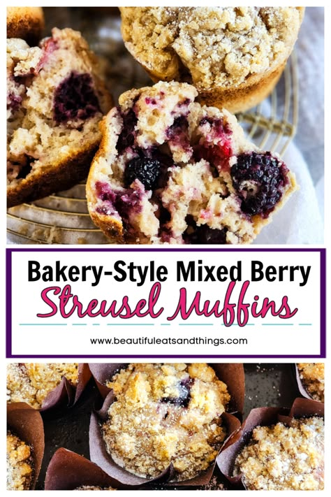 Mixed Berry Muffins With Crumb Topping, Best Mixed Berry Muffins, Fresh Berry Muffins, Mixed Berry Oatmeal Muffins, Oatmeal Berry Muffins, Streusel Muffin Recipes, Mixed Berry Muffins Fresh Berries, Fresh Fruit Muffins, Triple Berry Muffins With Frozen Berries