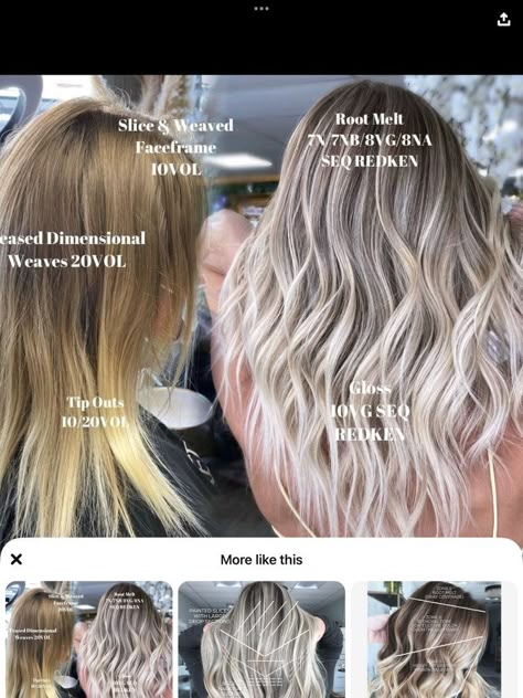 Dimensional Blonde Root Smudge, Redken Shades Eq 10 Vg, Low Light Formulas, Shades Eq Toner Formulas Shadow Root, Dimensional Blonde With Shadow Root, Shades Eq Blonde, Highlight Placement, Shades Formulas, Redken Shades Eq Formulas