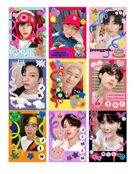 #freetoedit #kpop #bts #namjoon #seokjin #yoongi #hoseok #jimin #taehyung #jungkook #bangtan #polcos #polaroids #cute #kidcore #softcore my edits!!! Bts Tickets, Polaroid Bts, Pc Photo, Photo Polaroid, Bts Polaroid, Kpop Diy, Pop Stickers, Bts Namjoon, Jimin Taehyung