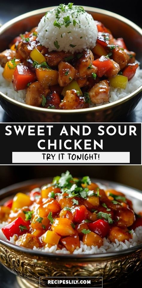 I've just made this mouthwatering Sweet and Sour Chicken, and it's an absolute delight! The tender chicken combined with vibrant peppers and a perfect, tangy sauce served over fluffy rice makes for a comforting meal. Trust me, you'll want to try it tonight! Sweet And Sour Chicken And Rice, Healthy Sweet Sour Chicken, Crockpot Sweet And Sour Chicken, Chinese Sweet And Sour Chicken, Sweet And Sour Chicken Recipe, Sour Chicken Recipe, Crockpot Chicken Breast, Sweet And Sour Chicken, Sweet Sour Chicken