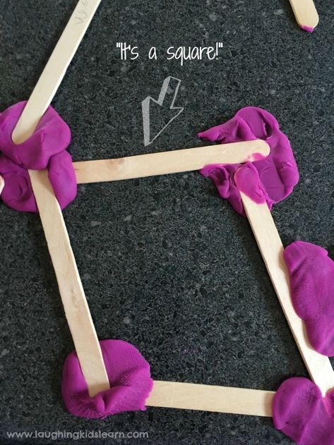 making shapes with play dough and craft sticks fun for kids Jumbo Stick, Toddler Activities Daycare, 2d Shapes Activities, Photo Frame Images, Problem Solving Activities, Science Stem, Craft Sticks, 2d Shapes, Shapes Activities