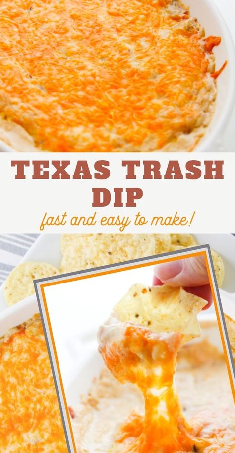 Trash Dip Recipe, Pregger Kegger, Trailer Park Tragedy, Trailer Park Party, Warm Bean Dip, Texas Trash Dip, Hillbilly Party, Appetizers Football, Trailer Trash Party