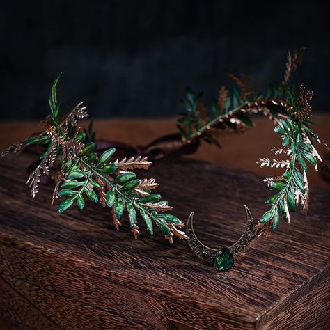 Forest Wedding Headpiece, Fairy King Crown, Leaf Crown Aesthetic, Fairy Crown Aesthetic, Fae Headpiece, Druid Headpiece, Tree Headpiece, Dark Fairy Cosplay, Nature Headpiece