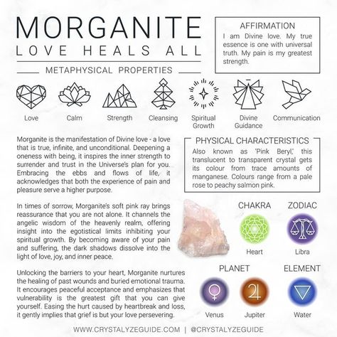 Morganite Meaning, Libra Planet, Crystals Guide, Venus Jupiter, Stone Meanings, Charmed Book Of Shadows, Love Spiritual, Planet Venus, Earth Gift