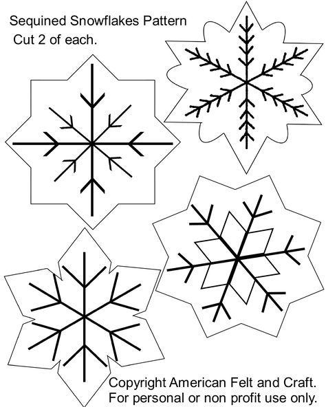 Felt+Ornaments+Patterns+Free | Sequin Snowflakes Felt Christmas Ornament Pattern | American Felt and ... Free Printables Christmas, Diy Felt Christmas, Christmas Ornament Template, Diy Felt Christmas Ornaments, Snowflake Template, Christmas Cutouts, Unicorn Christmas, Felt Ornaments Patterns, Ornament Template