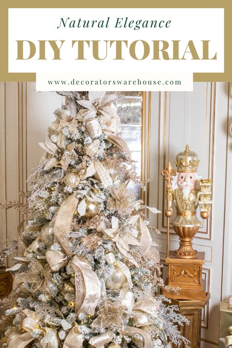 White Themed Christmas Tree, Glamorous Christmas Tree, Champagne Christmas Tree, Glam Christmas Tree, Arreglos Ikebana, Christmas Tree Decorations Ribbon, Elegant Christmas Tree Decorations, Glam Christmas Decor, Gold Christmas Tree Decorations