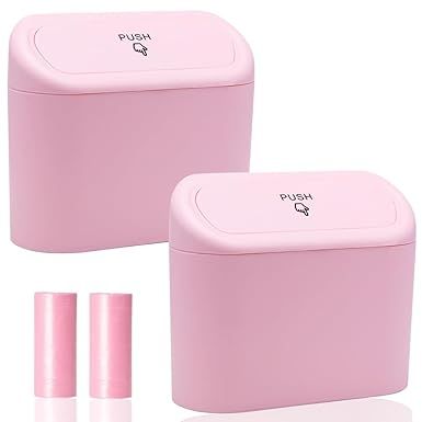 Amazon.com: Car Trash Can Bin with Lid - 2 Packs Universal Vehicle Mini Leakproof Garbage Can Bin with 40pcs Trash Bags Can Organizer Storage for Front Back Seat Accessories for Auto Office Bedroom Home(Pink) : Automotive Trash Can Storage, Car Pink, Car Trash Can, Girly Car Accessories, Girly Car, Trash Can For Car, Can Storage, Car Trash, Garbage Bin