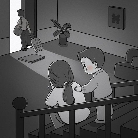 'Don't Hold Back': This Heartwarming Comic Is Making Everyone Cry Family Problem, Family Issues Illustration, Baby Logo Design, Broken Home, Story Drawing, Emotional Scene, Baby Logo, Family Problems, Cartoon As Anime