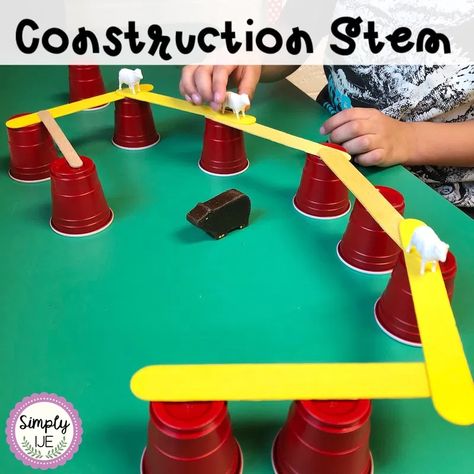 Construction & Buildings | Unit of Study | Preschool | Kindergarten Transportation Construction Activities, Community Helper Block Center, Preschool Activities Building, Construction For Preschool Activities, Community Helper Stem Activities For Preschool, Road Builders Activities, Work Together Activities Preschool, Building Roads Preschool, Construction Workers Preschool Activities