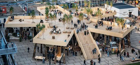 Dutch pavilion uses eco-friendly design, sustainable timber - Springwise Interaktives Design, Temporary Architecture, Urban Design Architecture, Pavilion Architecture, Pavilion Design, Temporary Structures, Timber Buildings, Timber Construction, Architecture Design Concept