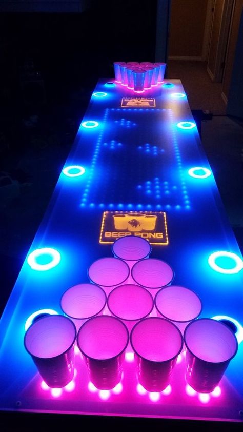 Led Beer Pong Table, 17 Doğum Günü, 17. Geburtstag, 21 Party, House Party Decorations, Glow Birthday Party, Fest Temaer, Blacklight Party, Neon Birthday