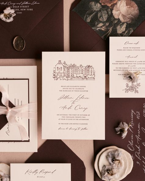 Moody Wedding Invitation Suite, Pride And Prejudice Wedding Invitations, Venue Wedding Invitation, Burgundy And Brown Wedding, Old Money Wedding Invitations, Autumn Wedding Invites, Letterpress Invitations Wedding, Elegant Fall Wedding Invitations, Wine Invitation