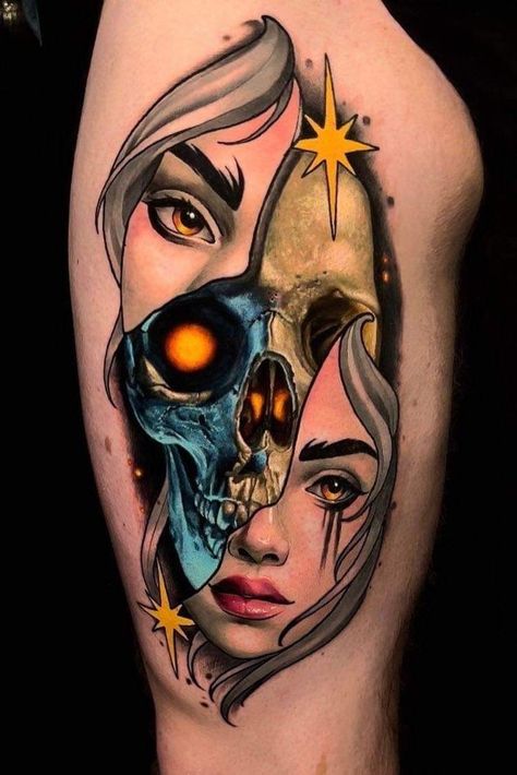 Tato Joker, Galaxy Tattoo Sleeve, Black Widow Tattoo, Joker Tattoo Design, Colored Tattoo Design, Face Tattoos For Women, Neo Tattoo, Animal Sleeve Tattoo, Hyper Realistic Tattoo