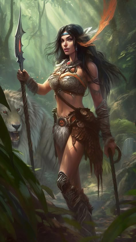 Nidalee Jungle Warrior Art, Jungle Warrior Woman, Tropical Moodboard, Jungle Goddess, Amazonian Women, Animation Character Concept, Jungle Warrior, Jungle Woman, Spirit Goddess