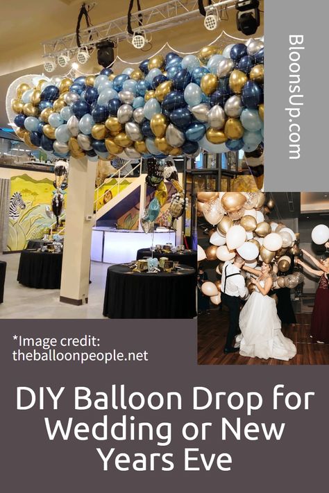 Want to make your party really special this year? Check out this DIY Balloon Drop! It's perfect for New Years Eve, weddings, and any other big event! Click the image to learn more! Balloons Hanging From Ceiling Upside Down, Diy Nye Balloon Drop, Dropping Balloons From Ceiling, Balloons From Ceiling Party Ideas, How To Make A Balloon Drop New Years Eve, Diy Balloon Drop Easy, New Year’s Eve Kids Balloon Drop, Diy Balloon Drop New Years, New Years Balloon Drop