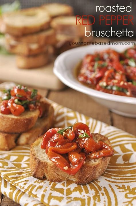 Red Pepper Bruschetta, Pepper Bruschetta, Gluten Free Puff Pastry, Bruschetta Recipe, Roasted Red Pepper, Breakfast Cookies, Roasted Red Peppers, Party Foods, Appetizers For Party