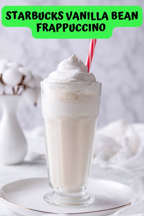 This Starbucks vanilla bean frappuccino is so delicious, I think it's better than a milkshake. Plus, it's an easy copycat recipe to make at home and it's so much cheaper. Copycat Starbucks Vanilla Frappuccino, Starbucks Creme Frappuccino, Vanilla Bean Frappachino Recipe, Vanilla Frappuccino Recipe, Vanilla Drink Recipes, Vanilla Bean Frappachino, Frappachino Recipe, Vanilla Bean Frappuccino Recipe, Starbucks Vanilla Frappuccino