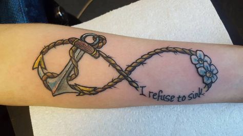 Rope and Anchor infinity symbo;. Infinity Rope Tattoo, Buzz Tattoo, Rope Tattoo, Colour Tattoos, Anchor Tattoo Design, Knot Tattoo, Anchor Tattoos, Anchor Tattoo, Rope Knots